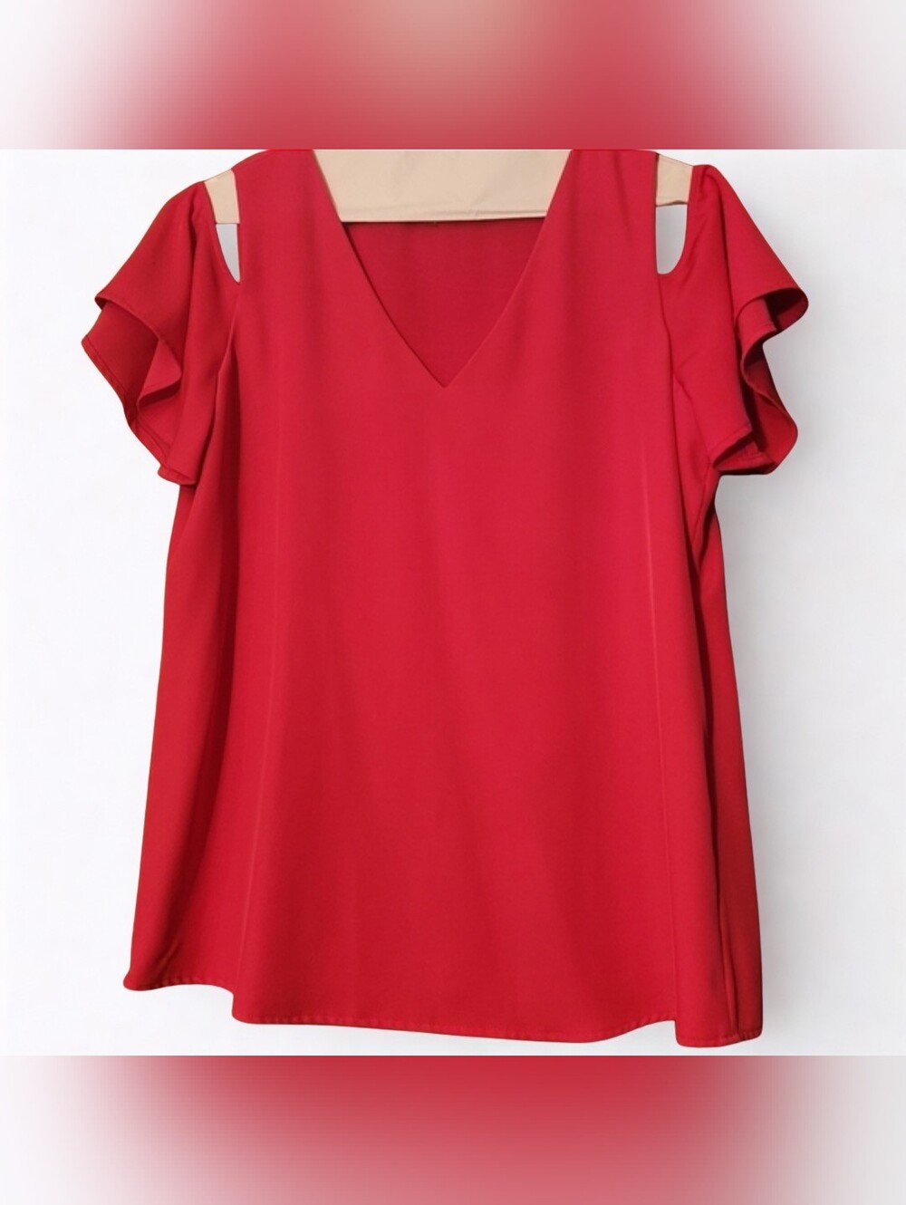 Calvin Klein Hot Pink Cold Shoulder Ruffle Sleeve Blouse